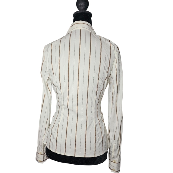 Express White and Gold Striped Blouse - Picture 4 of 5